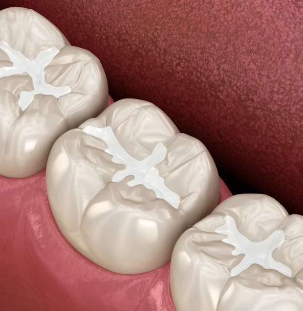 Dental sealants protecting molar teeth
