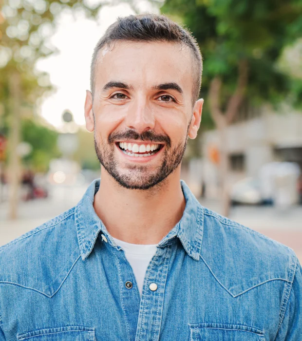 Smiling man with bright white teeth